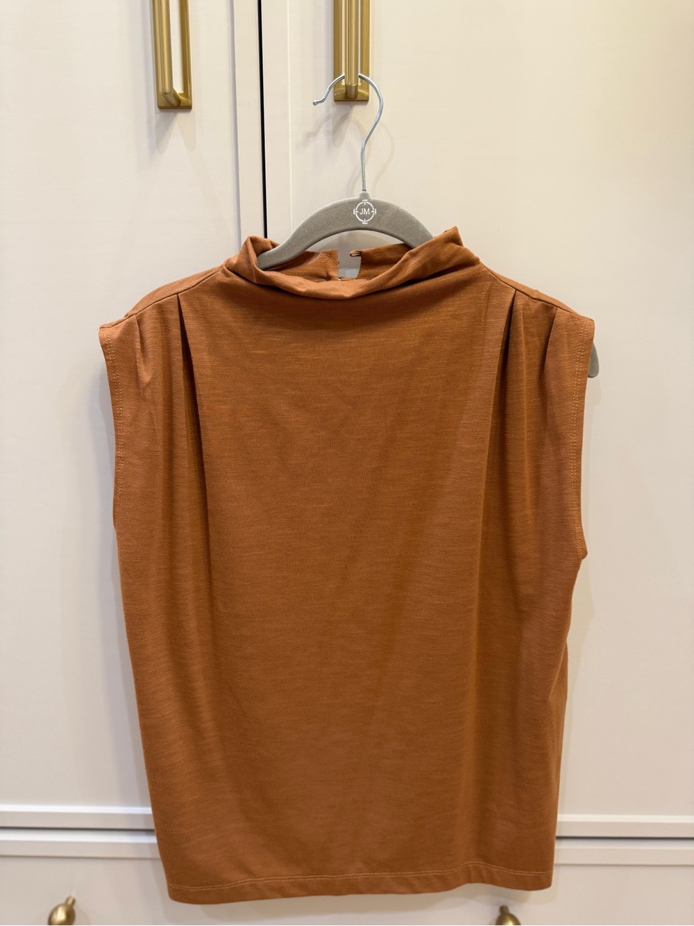 Evereve Sleeveless Mock Neck Tank - Rust Brown